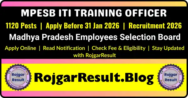 MPESB ITI Training Officer 2026 Apply Online Form