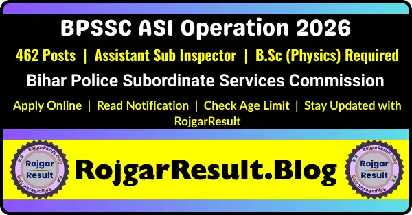 BPSSC ASI Operation Recruitment 2026 Notification Apply Online