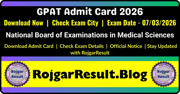 GPAT Admit Card 2026 Download Exam City Details