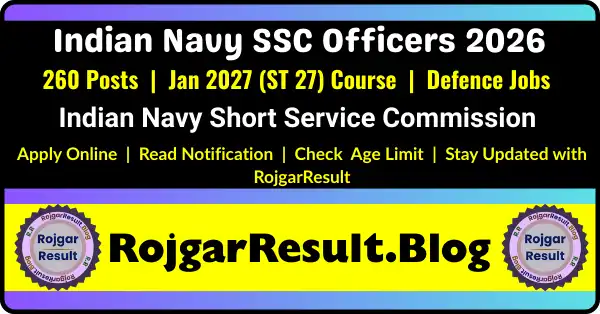 Indian Navy SSC Officers Entry 2026 Notification Apply Online for Jan 2027 ST 27 Course