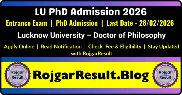 Lucknow University PHD Course Online Form 2026 Admission Notification
