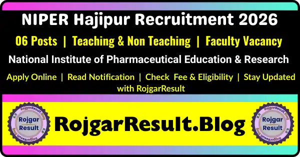 ALT Text (Most Important):NIPER Hajipur Teaching & Non Teaching Post 2026 Apply Online