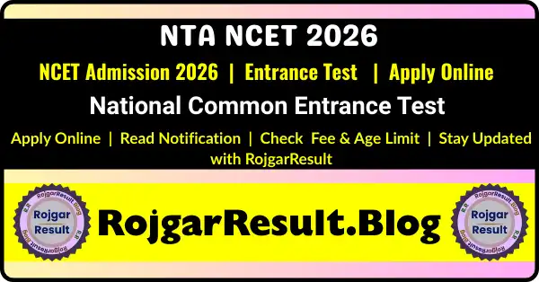 NTA NCET Online Form 2026 Apply Online for NCET Admission