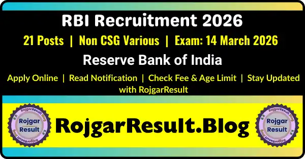 RBI Non CSG Various Post Recruitment 2026 Notification Apply Online