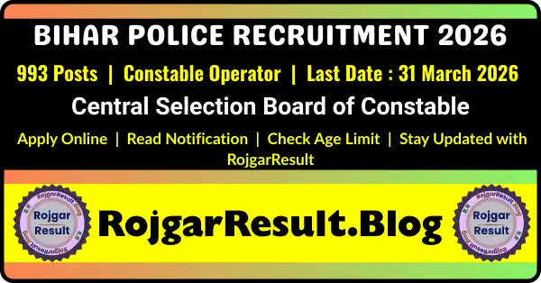 Bihar Police Constable Operator Recruitment 2026 Apply Online for 993 Posts