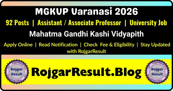 MGKVP Varanasi Faculty Recruitment 2026 Apply Online for Assistant Associate Professor 92 Posts