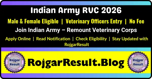 Indian Army RVC Recruitment 2026 SSC Veterinary Graduates Apply Online