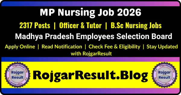 MPESB Nursing Officer Sister Tutor Recruitment 2026 Apply Online 2317 Posts