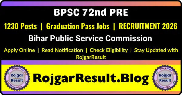 BPSC 72nd Pre Recruitment 2026 Online Form