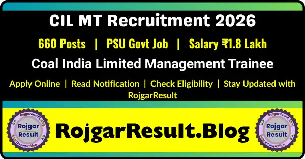 Coal India Limited CIL Management Trainee Recruitment 2026 Apply Online for 660 Posts