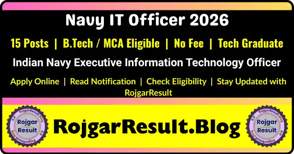 Indian Navy SSC Executive IT Recruitment 2026 Notification Apply Online for 15 Posts