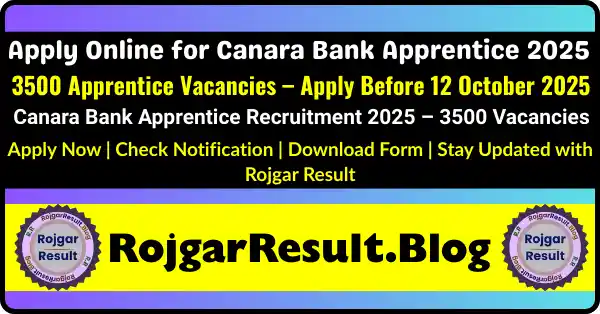 Canara Bank Apprentice 2025 Online Form - RojgarResult.Blog