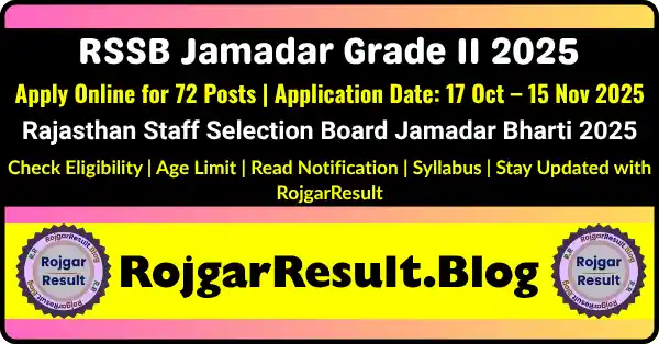 Rajasthan RSSB Jamadar 2025 Online Form | Apply for Jamadar Grade II 72 Posts | RSMSSB Latest Vacancy