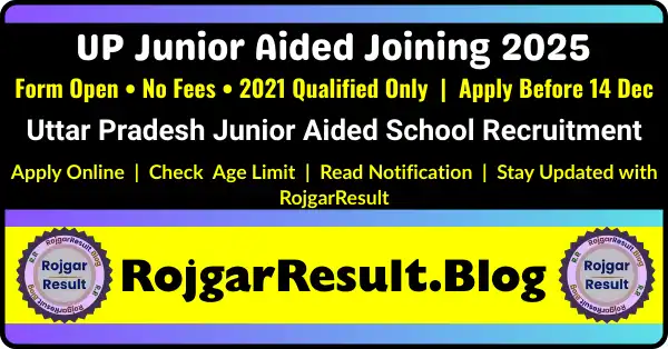UP Junior Aided Joining Form 2025 online submission for Principal and Assistant Teacher recruitment