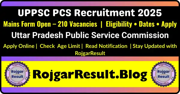 UPPSC Mains Online Form 2025 PCS Recruitment Image
