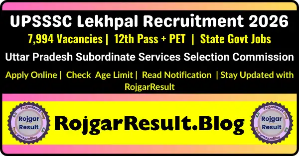 UPSSSC Lekhpal 2026 Online Form Apply for 7994 Posts