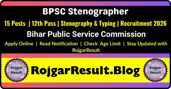 BPSC Stenographer Online Form 2026 Apply Online