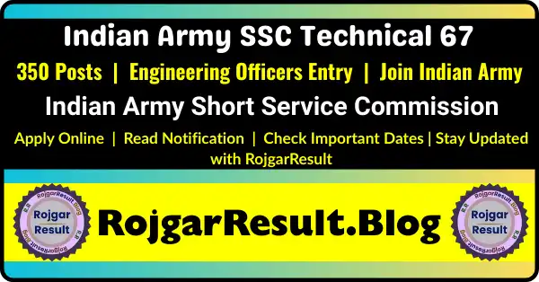 Indian Army SSC Technical 67 Male Online Form 2026 Apply Online