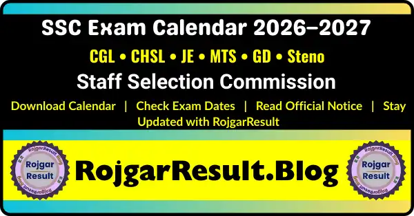 SSC Exam Calendar 2026–2027 upcoming SSC exam dates