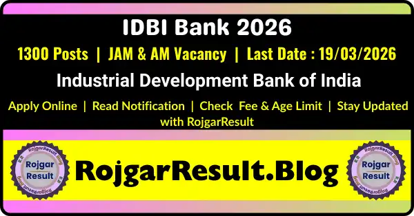 IDBI Bank Recruitment 2026 Apply Online for JAM and Assistant Manager 1300 Posts