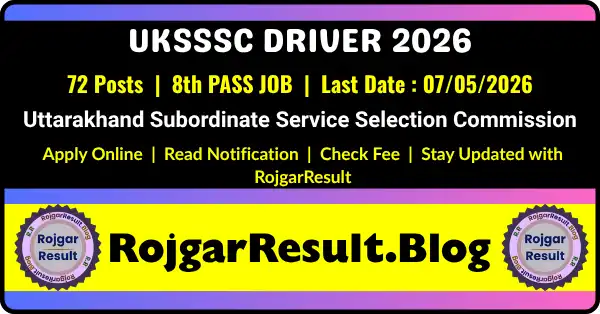 UKSSSC Group C Driver Admit Card 2026 for 72 Posts