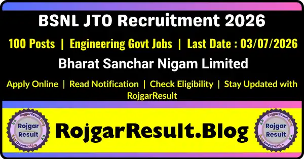 BSNL JTO Recruitment 2026 Apply Online for 100 Posts