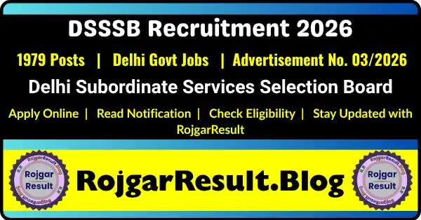 DSSSB Various Post Online Form 2026 Recruitment for 1979 Vacancies