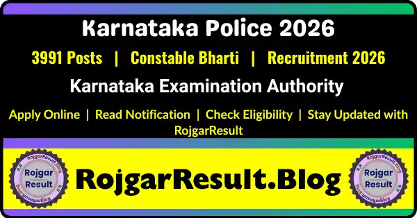 Karnataka Police Constable Online Form 2026 Apply Online for 3991 Posts