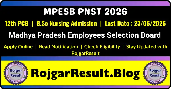 MPESB PNST Pre Nursing Online Form 2026 Apply Online for B.Sc Nursing Admission