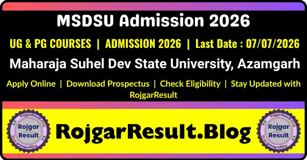 MSDSU Azamgarh UG PG Admission 2026 Online Form for UG and PG Courses Apply Online