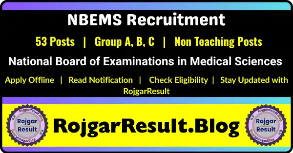 NBEMS Group A B C Various Post Recruitment 2026 Apply Online for 53 Posts