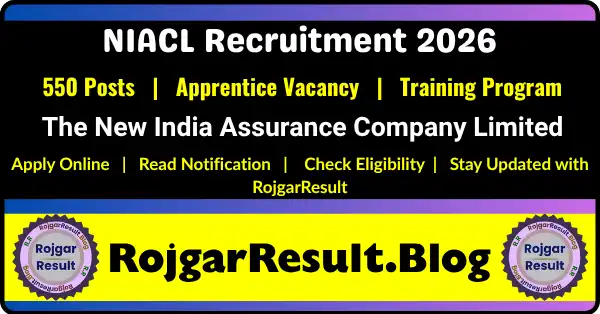 NIACL Apprentice Recruitment 2026 Apply Online for 550 Apprentice Posts