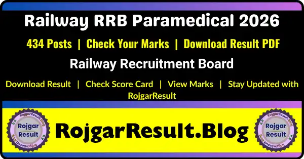 Railway RRB Paramedical Result 2026 Score Card and Marks Download