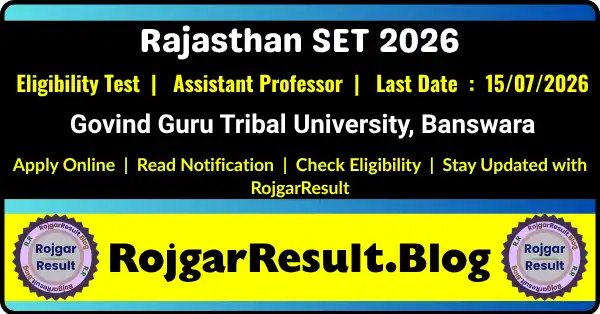 Rajasthan State Eligibility Test SET Form 2026 Apply Online