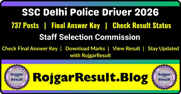 SSC Delhi Police Driver Answer Key 2026 Final Answer Key and Marks Download