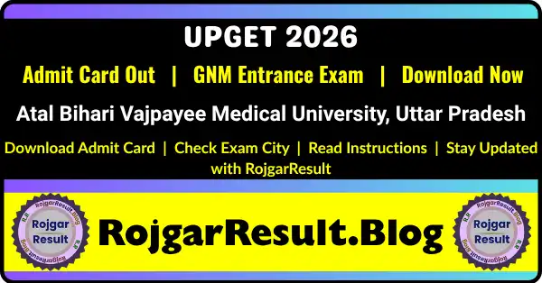 UP GNM Entrance Exam UPGET Admit Card 2026 Download