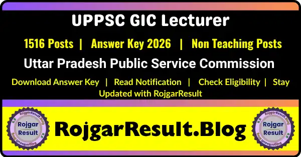 UPPSC GIC Lecturer Answer Key 2026 Download for 1516 Lecturer Posts