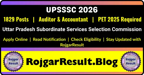 UPSSSC Auditor Accountant Recruitment 2026 Online Form for 1829 Vacancies