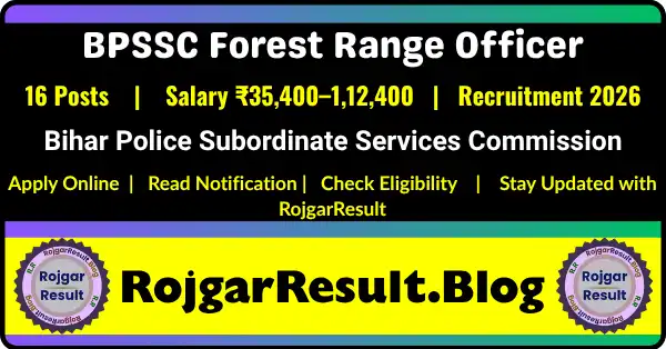 BPSSC Bihar Forest Range Officer (FRO) Recruitment 2026 Online Form for 16 Posts, Eligibility, Important Dates, Salary, and Apply Online