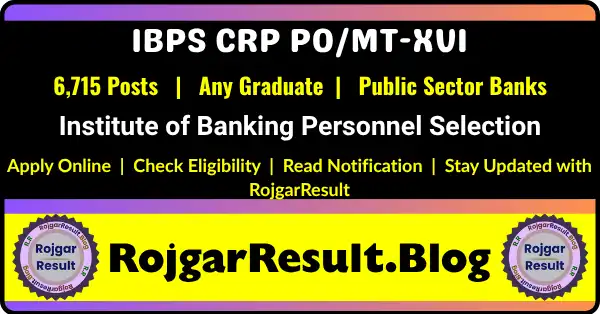 IBPS PO MT XVI Online Form 2026 notification for 6715 Probationary Officer and Management Trainee vacancies