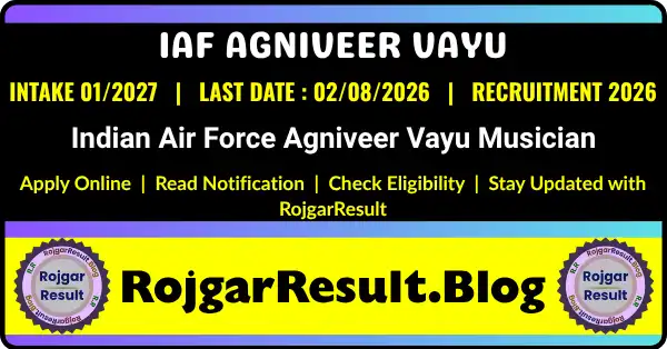 Indian Air Force Agniveer Vayu Musician Recruitment 2026 notification for Intake 01/2027