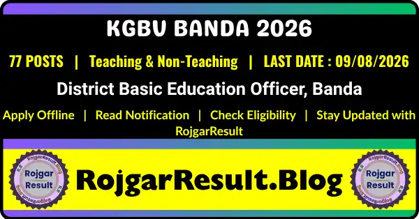 Kasturba Gandhi Girls School Banda Recruitment 2026 Offline Application Form for 77 Teaching and Non-Teaching Posts