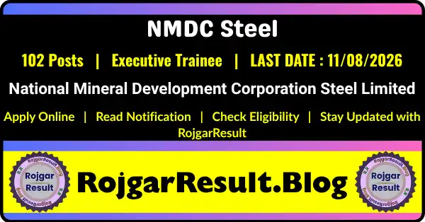 NMDC Steel Executive Trainee Recruitment 2026 notification for 102 Executive Trainee posts