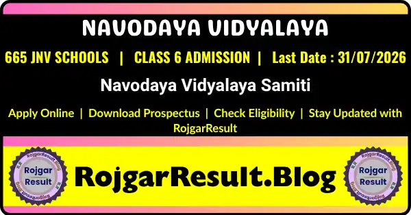 NVS Class 6th Admission Online Form 2027-28 for JNVST 2027