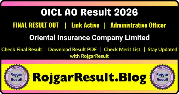 Oriental Insurance OICL AO Final Result 2026 Download Result PDF for Administrative Officer (Generalist and Hindi Officers)