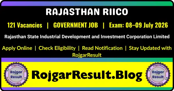 Rajasthan RIICO Various Post Admit Card 2026 for 121 vacancies