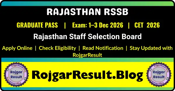 RSSB CET Graduate Level Recruitment 2026 notification for Rajasthan Common Eligibility Test (Graduate Level)