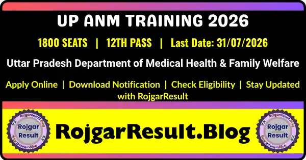 UP ANM Training Online Form 2026 admission notification for 1800 seats