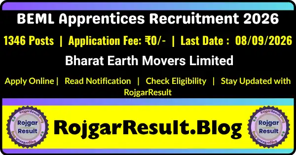BEML Apprentices Recruitment 2026 Apply Online for 1346 Posts