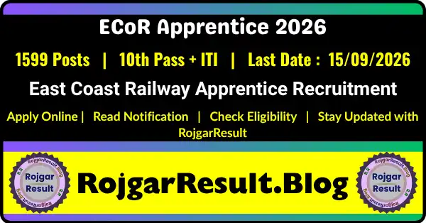 East Coast Railway Apprentice Recruitment 2026 Apply Online for 1599 Posts